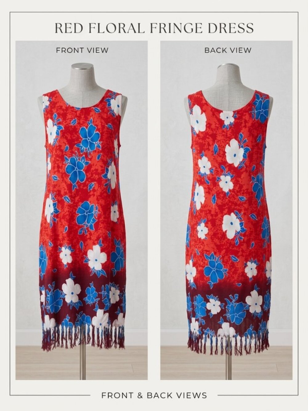 VTG American Sarong Co. Floral Fringe Hawaiian Flower Dress-Cover-Up Size M